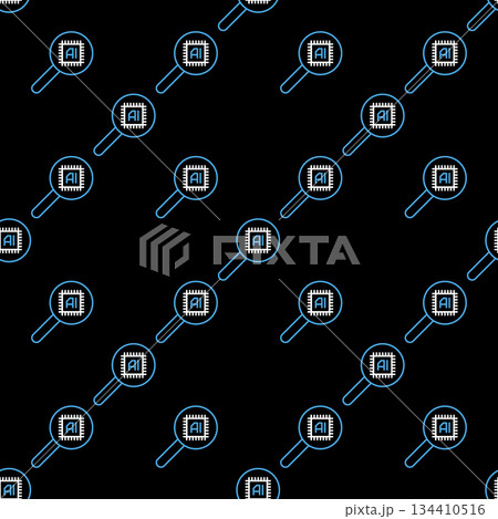 Magnifier with AI Chip vector AI Technology linear seamless pattern Magnifier with AI Chip vector AI Technology linear seamless pattern 134410516