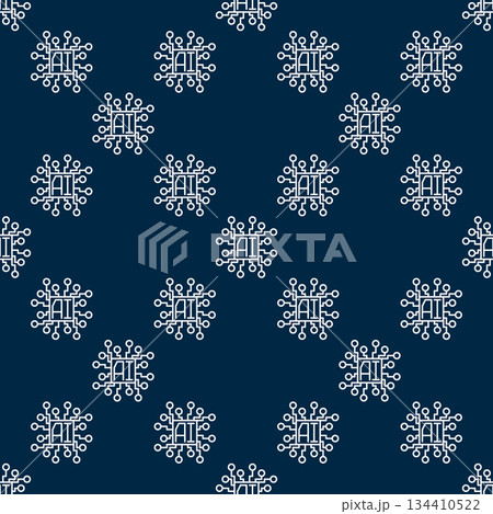 Vector AI Chip - Artificial Intelligence processor thin line seamless pattern 134410522