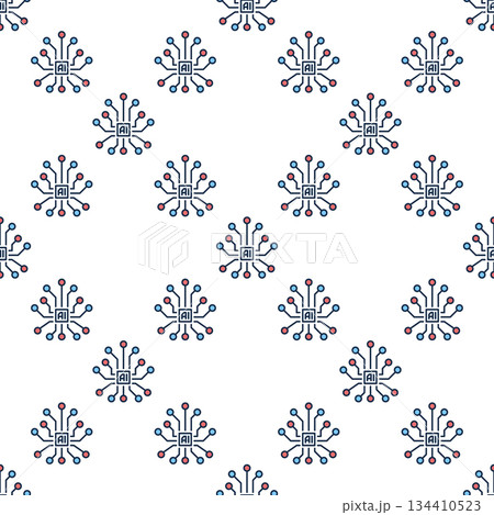 Vector Artificial Intelligence Brain AI colored seamless pattern 134410523
