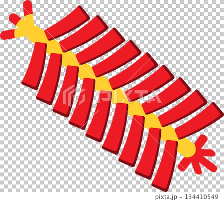 Chinese New Year Icon Set with Lion Dance Lanterns and Lucky Symbols 134410549
