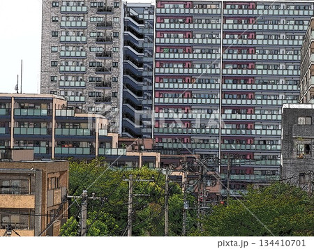 マンションの絵画風写真 134410701