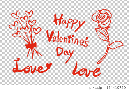 Valentine's Day hand-drawn material: rose flowers and letter set Valentine's Day hand-drawn material: rose flowers and letter set 134410720