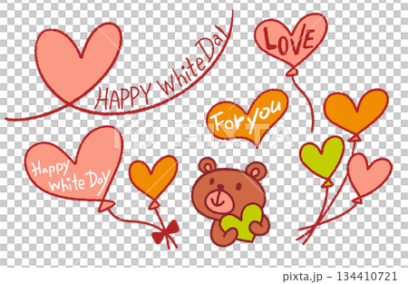 Hand-drawn illustration material - White Day set (color) Hand-drawn illustration material - White Day set (color) 134410721