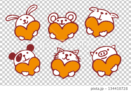 Illustration material: Cute animal icon set A 134410728
