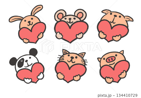 イラスト素材・可愛い動物のアイコンセット 134410729
