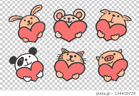 イラスト素材・可愛い動物のアイコンセット 134410729