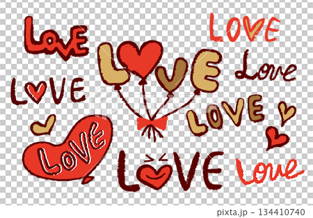 手寫插畫素材:LOVE套裝(彩色) 手寫插畫素材:LOVE套裝(彩色) 134410740