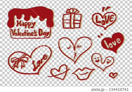 手繪插畫素材 情人節套裝（附陰影） 134410741