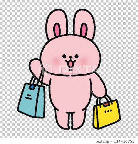 Cute rabbit shopping Cute rabbit shopping 134410753