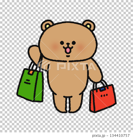 買い物するかわいいクマ 134410757