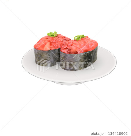 鮨屋や寿司屋の回転寿司のマグロのネギトロ軍艦巻きのお寿司 鮨屋や寿司屋の回転寿司のマグロのネギトロ軍艦巻きのお寿司 134410902