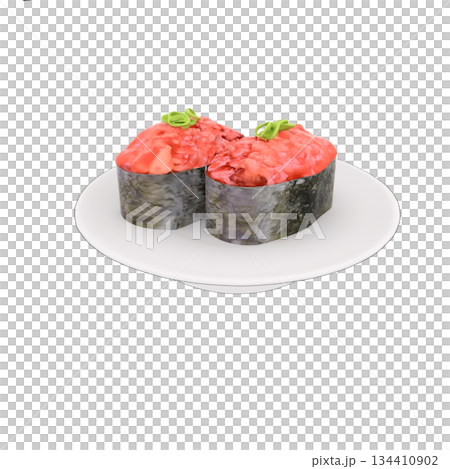 鮨屋や寿司屋の回転寿司のマグロのネギトロ軍艦巻きのお寿司 鮨屋や寿司屋の回転寿司のマグロのネギトロ軍艦巻きのお寿司 134410902