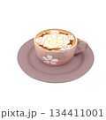 カフェや喫茶店の桜の花の絵柄のラテアートのコーヒー 134411001