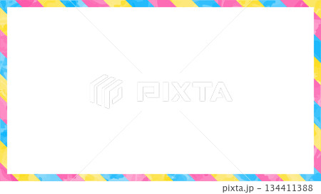 ストライプ柄のフレーム、縞模様、背景、水彩風、アナログ質感 ストライプ柄のフレーム、縞模様、背景、水彩風、アナログ質感 134411388
