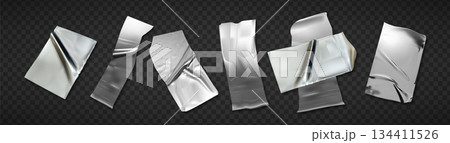 Duct tape collection of silver adhesive patches 134411526