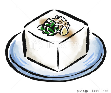 冷奴　筆タッチ手描きイラスト 134411546