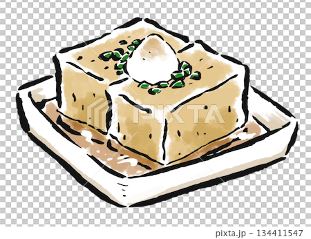 揚げ出し豆腐　筆タッチ手描きイラスト 134411547