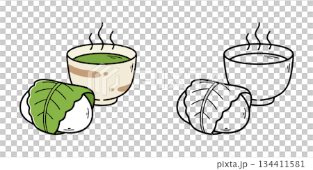 Simple kashiwamochi icon illustration 134411581