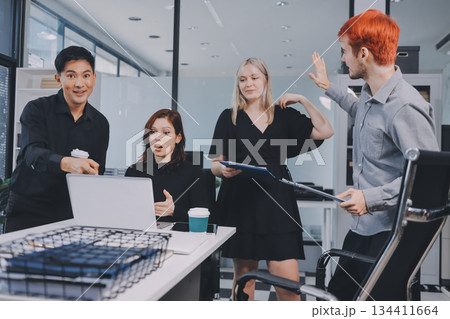 Multiracial business people having meeting 134411664