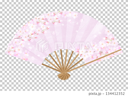 桜が華やかな扇子のイラスト 桜が華やかな扇子のイラスト 134412352