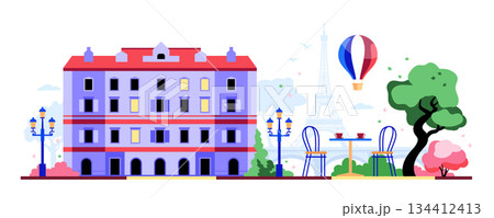Travel to France - colorful flat design style illustration 134412413