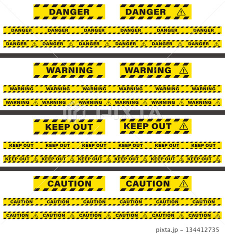 危険を知らせるバリケードテープのイラスト素材セット 134412735