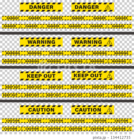 危険を知らせるバリケードテープのイラスト素材セット 134412735