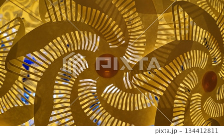 Abstract geometric light pattern with layered paper shapes 134412811