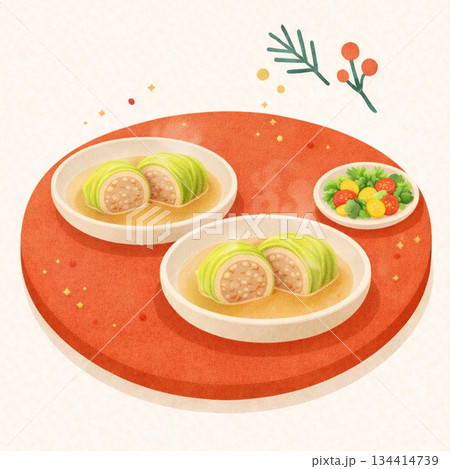 ロールキャベツ｜冬素材｜朱色の円卓　Generative AI 134414739