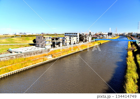笹目橋/新河岸川より下流(早瀬人道橋)方向を望む(東京都板橋区)【2025.11】 笹目橋/新河岸川より下流(早瀬人道橋)方向を望む(東京都板橋区)【2025.11】 134414749