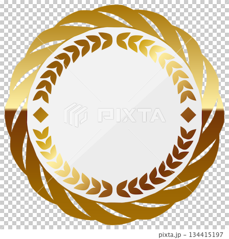 Luxurious metallic frame in white and gold 134415197