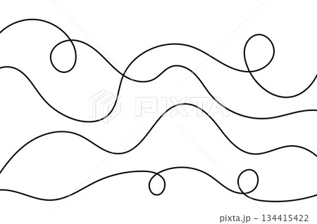 Chaotic squiggly wire and thread pattern, abstract freehand wave drawing with tangled curves Chaotic squiggly wire and thread pattern, abstract freehand wave drawing with tangled curves 134415422