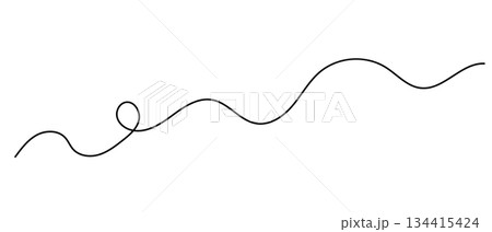 Doodle black wavy line, vector isolated illustration, decorative simple design element 134415424