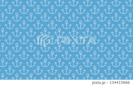 ボーダーでできたいかりマークのが並ぶ水色の背景 ボーダーでできたいかりマークのが並ぶ水色の背景 134415666