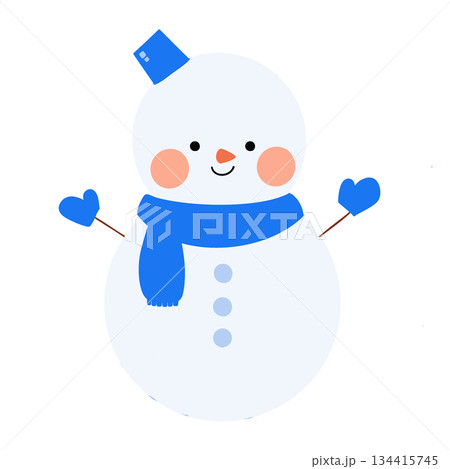 青いバケツの雪だるま 134415745