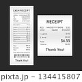 Sales Receipt. Realistic cash register sales receipt. Printout thermal rolled paper. Rolled, front view of bill. Vector illustration. 134415807