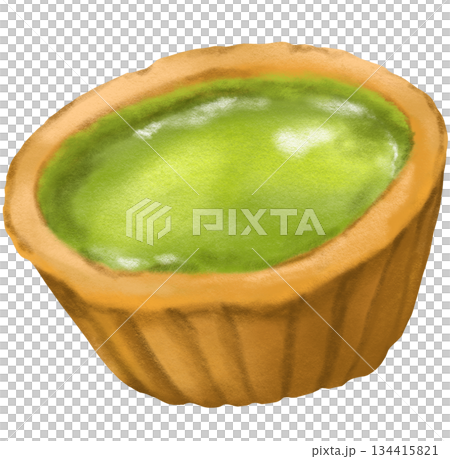 Green tea egg tart matcha power mix bakery baked bakery hand painting illustration Green tea egg tart matcha power mix bakery baked bakery hand painting illustration 134415821