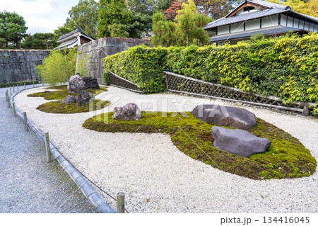 晩秋の二条城　清流園の緑と加茂七石　京都市中京区 134416045