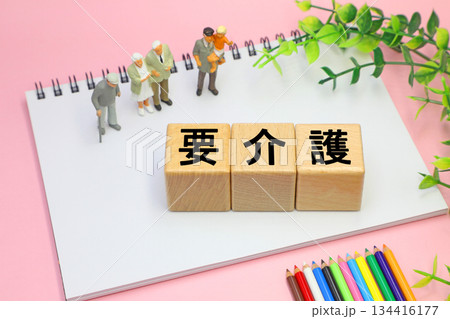 要介護と書かれたブロック 134416177