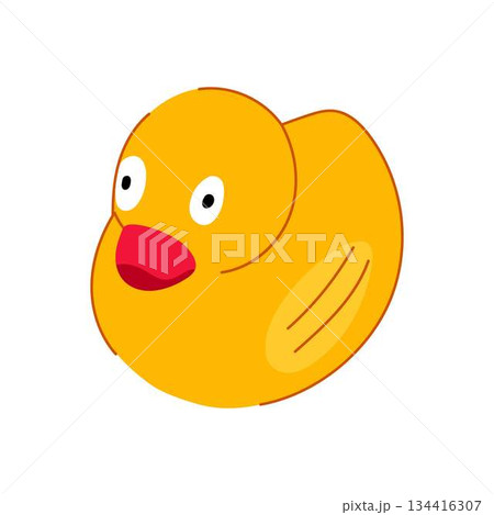 Cute yellow rubber duck simple bath toy illustration Cute yellow rubber duck simple bath toy illustration 134416307