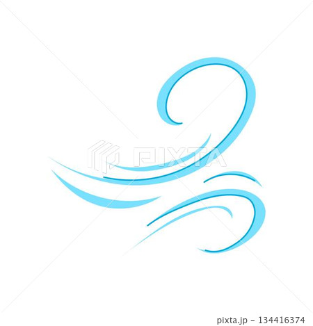 Wind gust swirl blowing dynamic weather icon 134416374