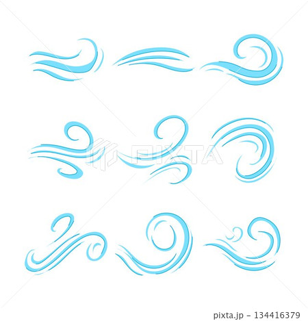 Wind gust and air flow icon set Wind gust and air flow icon set 134416379