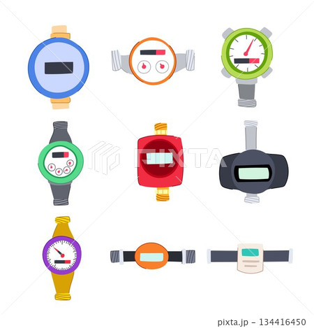 Water pipeline meters measuring home utility consumption Water pipeline meters measuring home utility consumption 134416450