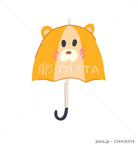 Cute animal face umbrella protecting from rain weather 134416554