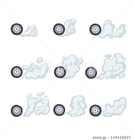 Car wheel generating smoke effect with speed concept Car wheel generating smoke effect with speed concept 134416655