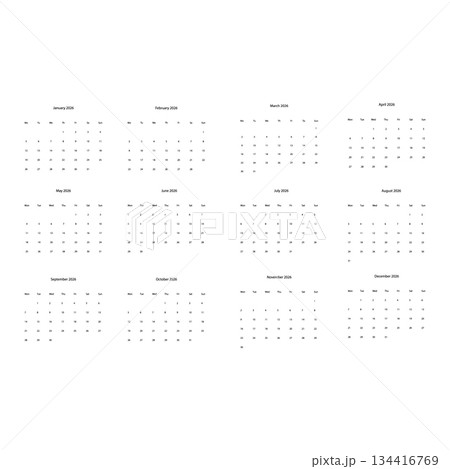 2026 calendar vector illustration icon 2026 calendar vector illustration icon 134416769