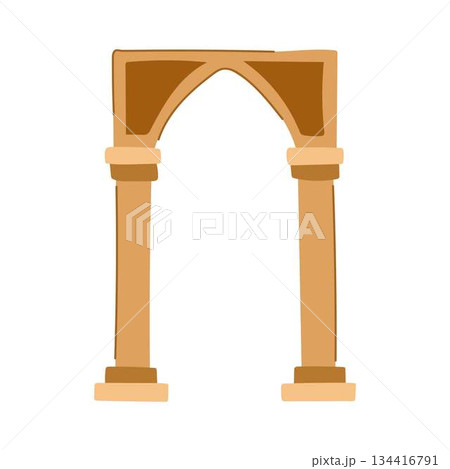 Ancient architectural archway with columns illustration Ancient architectural archway with columns illustration 134416791
