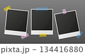 Vintage Photo Frames. Realistic photo templates with stickers. Vintage card set. Vector illustration. 134416880