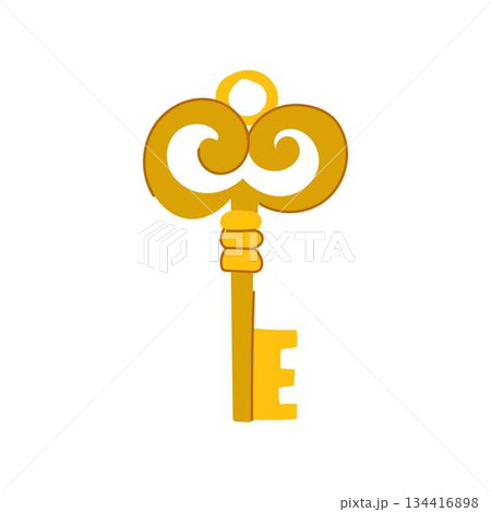 Golden skeleton key unlocking mystery and security concept 134416898