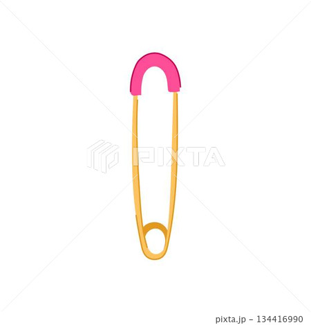 Safety pin with pink cap illustration on white background Safety pin with pink cap illustration on white background 134416990